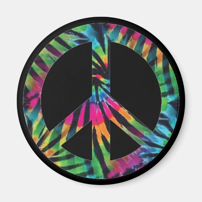 Íman Rainbow Peace Sign Hippie Magnet (Frente)