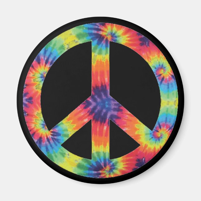 Íman Rainbow Peace Sign Hippie Magnet (Frente)