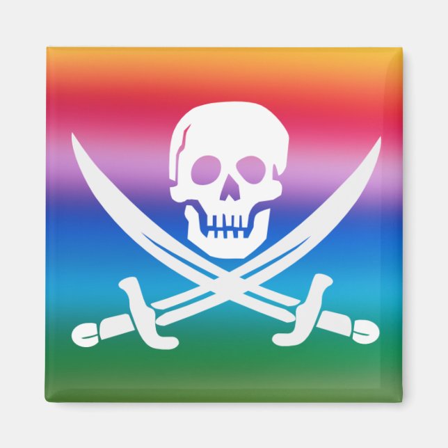 Íman Rainbow Pirate Jolly Roger Magnet (Frente)