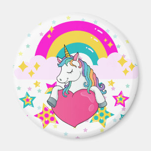 Íman Rainbow Unicorn com estrelas