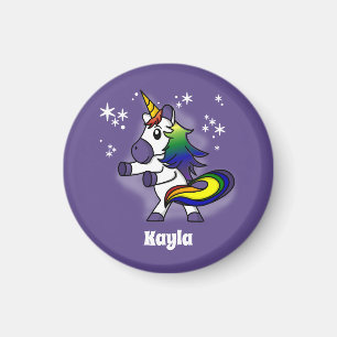 Íman Rainbow Unicorn Flosing com fundo estrelado