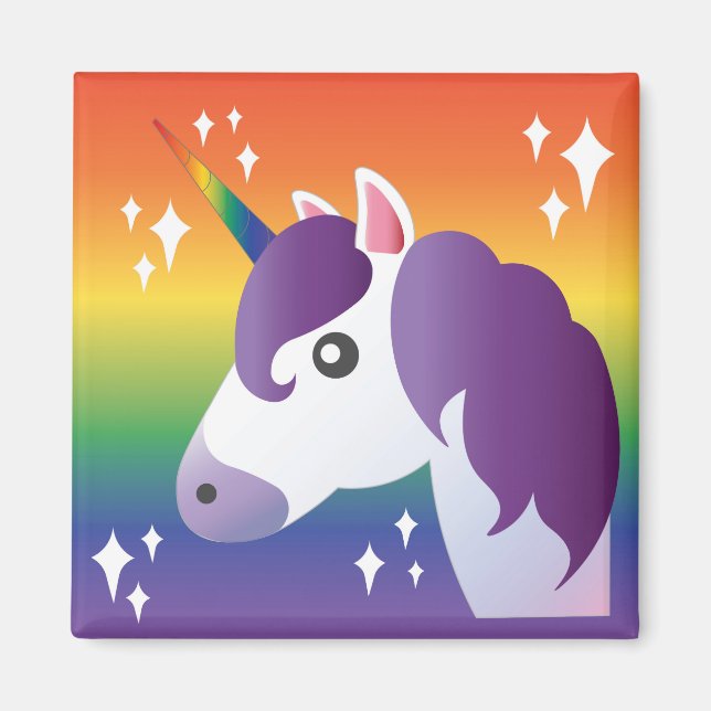 Íman Rainbow Unicorn Sparkle Emoji Magnet (Frente)