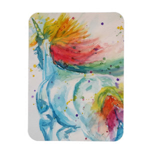 Íman Rainbow Unicorn unicórnios art Watercolor Magnet