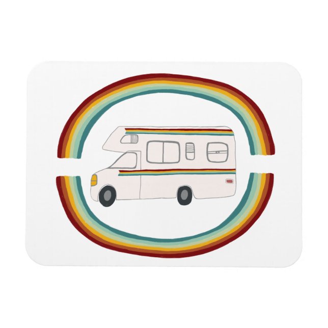 Íman Rainbows Retro RV Whimsical Camping Motorhome (Horizontal)