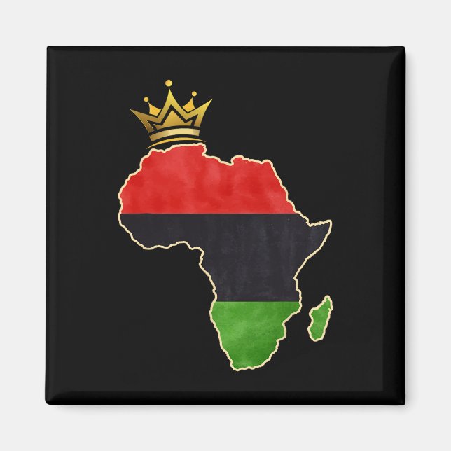 Íman Rainha Afro-Americana Mapa Pan Afro Bandeira Histó (Frente)