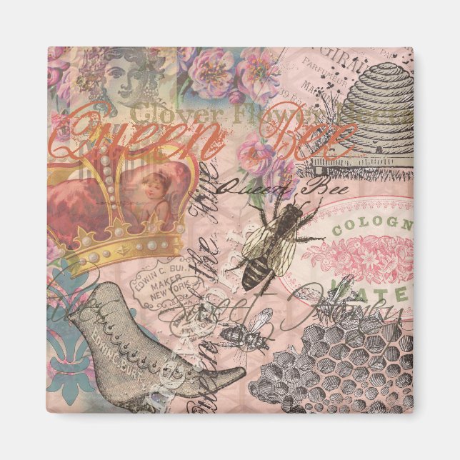 Íman Rainha Bee Vintage - Linda Colagem (Frente)