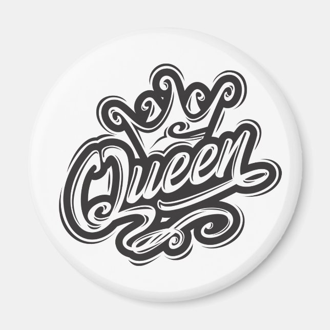 Íman Rainha com coroa, Design de tipografia (Frente)