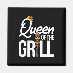 Íman Rainha Da Grelha Divertido Fumando Carne Bbq Mulhe