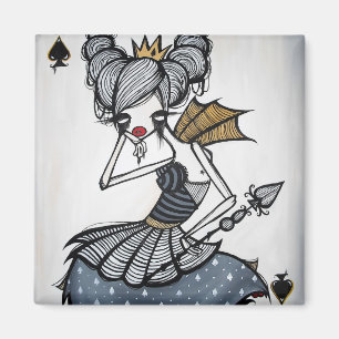 Íman "Rainha das Espadas" Magneta Quadrada