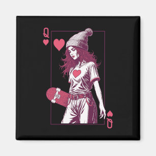 Íman Rainha De Copas Skater Garota Carta Skate Skatista