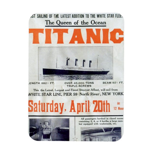 Íman Rainha do Oceano Titanic - White Star Line (Vertical)
