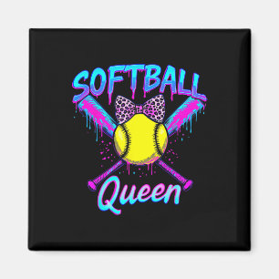 Íman Rainha do Softbol Gráfico Para Mulheres Meninas So
