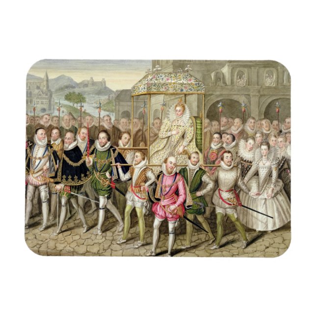 Íman Rainha Elizabeth I em procissão com seus cortesãos (Horizontal)