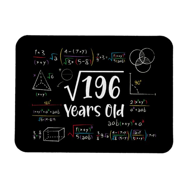Íman Raiz Quadrada dos presentes de 196 14 de aniversár (Horizontal)