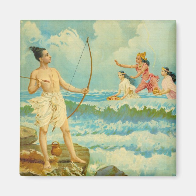 Íman Rama derrota o mar por Raja Ravi Varma (Frente)