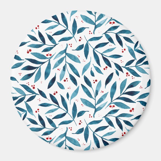 Íman Ramais bonito de aquarelas - turquesa e vermelho (Frente)