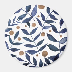 Íman Ramais e bagas de aquarelas - índigo e bege