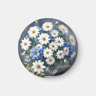 Íman Ramalhete de Flores Elegantes Margaridas Aquarela