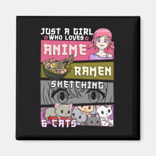 Íman Ramen Cat Anime Desenhando Apenas Uma Menina Que A