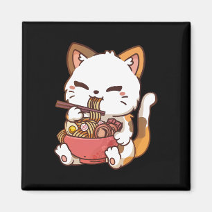 Íman Ramen Cat Anime Kawaii Cat Eating Ramen