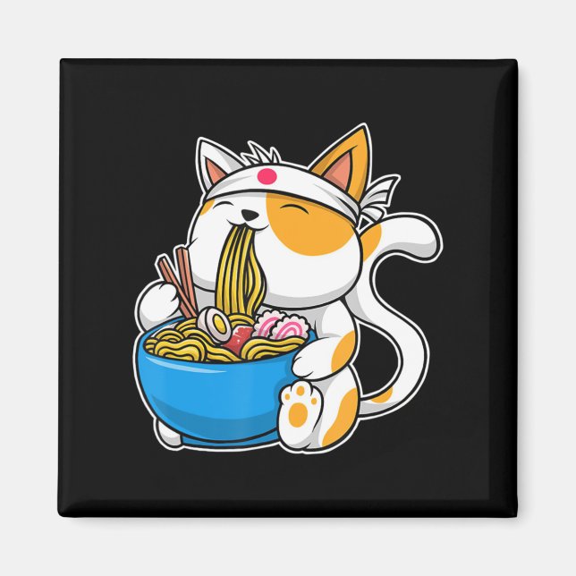 Íman Ramen Cute Cat Kawaii Anime Comida japonesa Neko C (Frente)