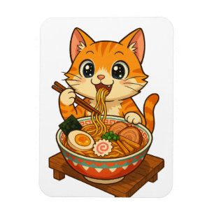 Íman Ramen-Loving Cat - Ilustração Kawaii