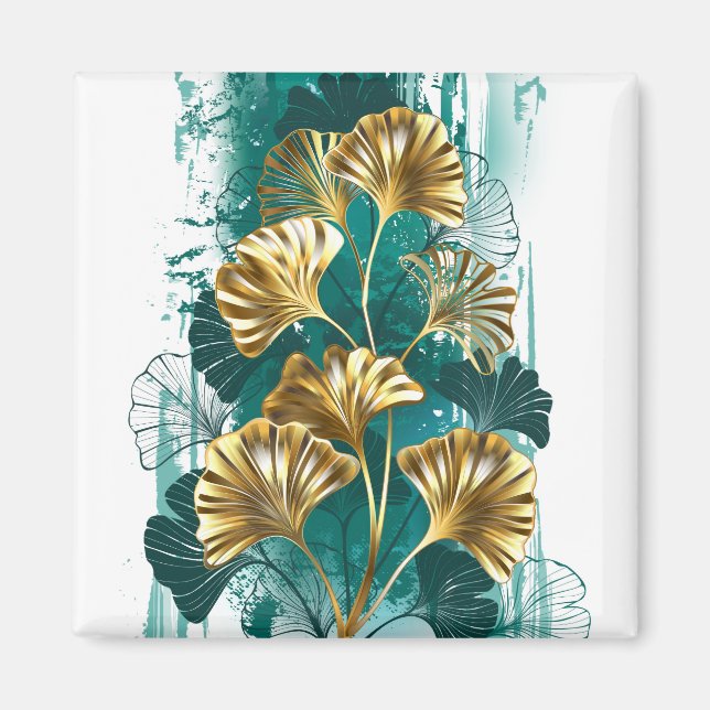 Íman Ramificação com Ouro deixa Ginko Biloba (Frente)