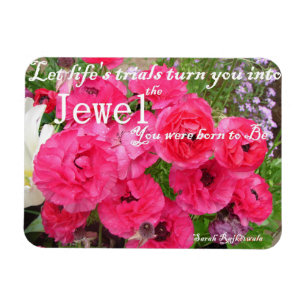 Íman Rannunculus rosa Citação de Vida Floral Magnet