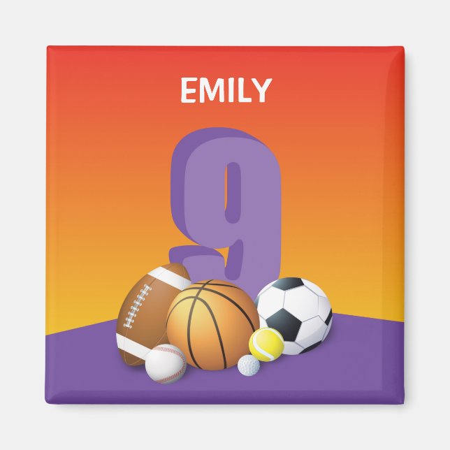 Íman Rapariga 9 de aniversário de esportes (Frente)