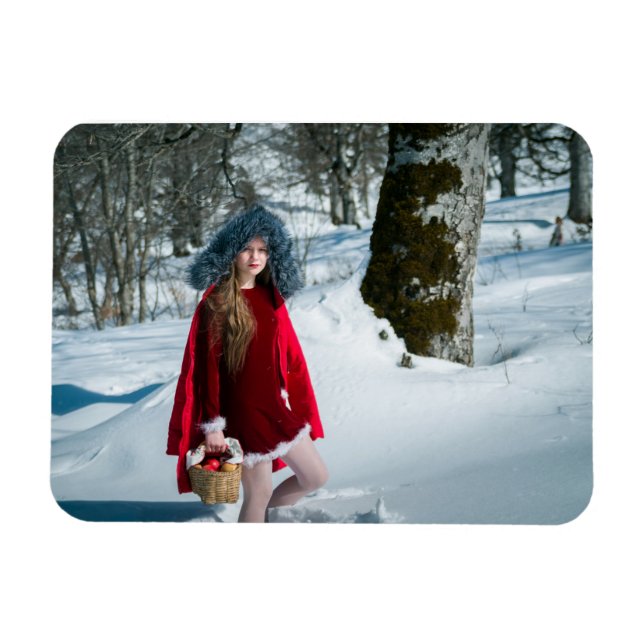 Íman Rapariga com maçãs na neve (Horizontal)