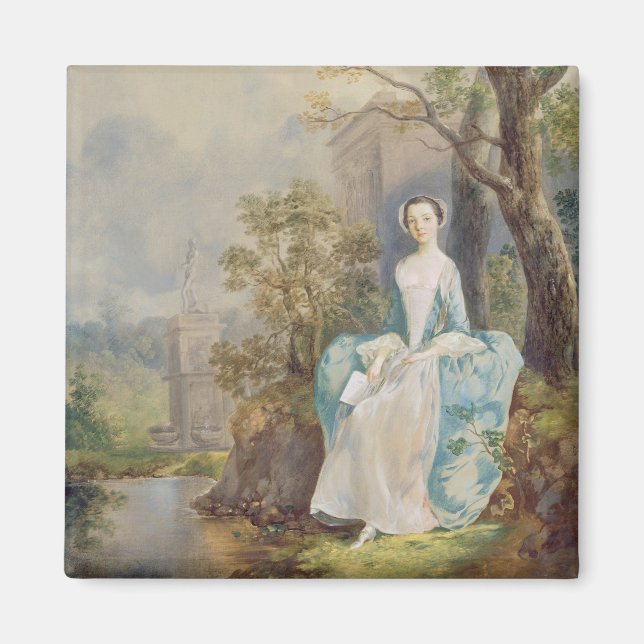 Íman Rapariga com um Livro Sentado em um Parque, c.1750 (Frente)