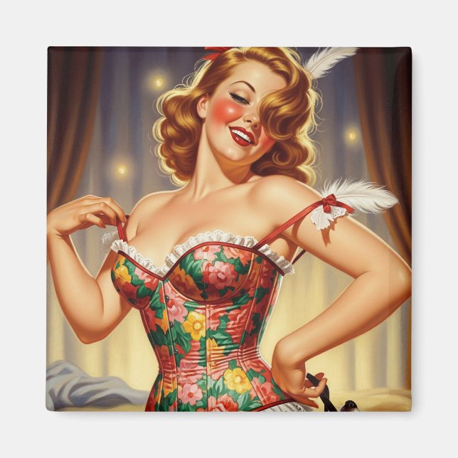 Íman Rapariga de cabeça vermelha e cãozinha (Frente)