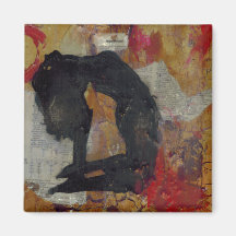 Rapariga de Ioga Inquisitiva - Magneta Quadrada