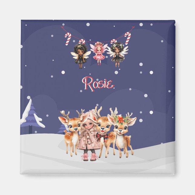 Íman Rapariga de Natal Reindeer Candy Candy Fairies (Frente)