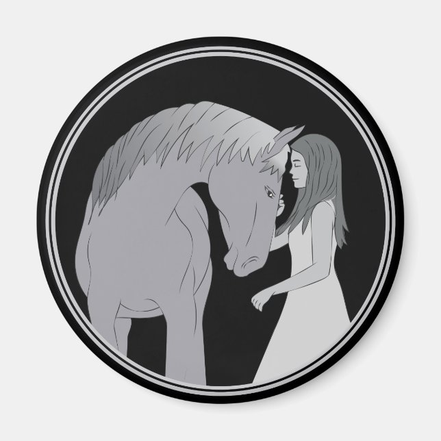 Íman Rapariga e Cavalo Equestre (Frente)