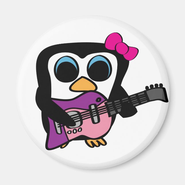 Íman Rapariga Pinguim com Violão Elétrico (Frente)