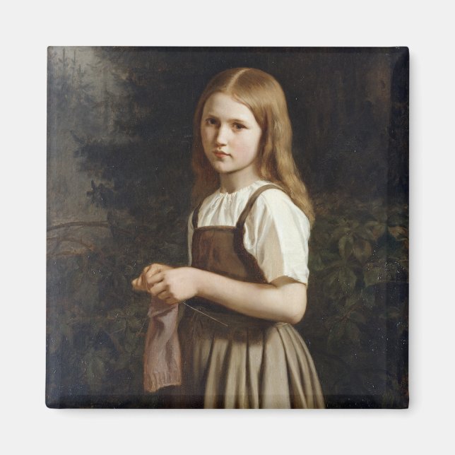 Íman Rapariga tricotando, 1854 (Frente)