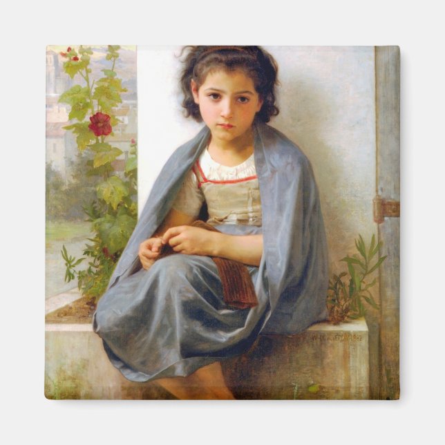 Íman Rapariga tricotando, Bouguereau (Frente)