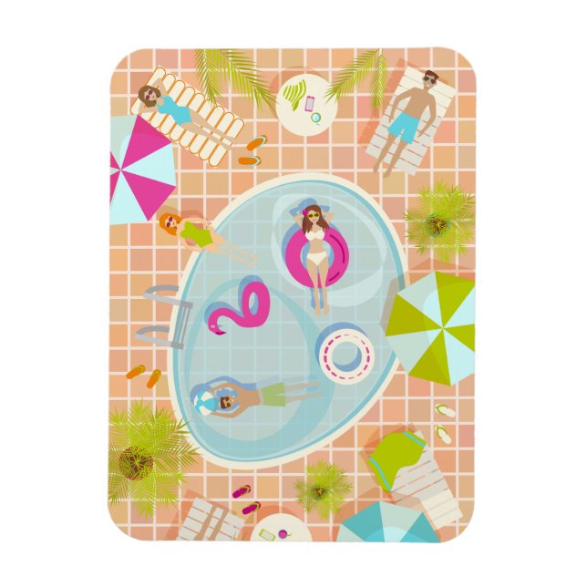 Íman Raparigas Bikini e caras jogando piscina de nataçã (Vertical)