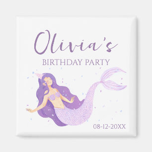 Íman Raparigas Roxas Sereias Personalizadas Aniversário