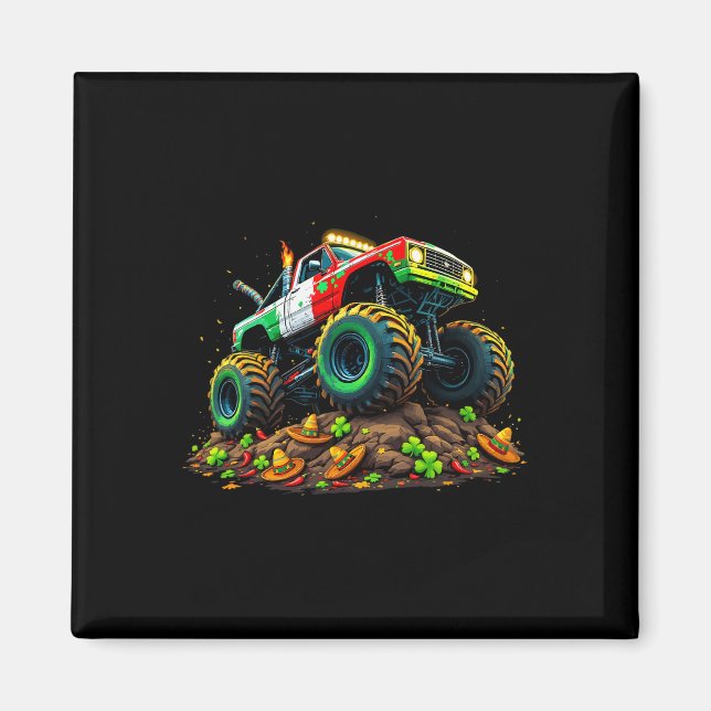 Íman Rapazes Cinco De Mayo Toddler Caminhão-Monstro Sor (Frente)