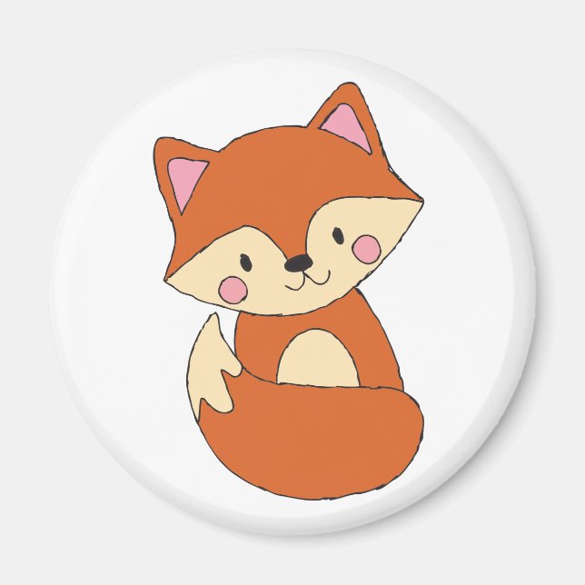 Íman Raposa Bebê Desenho Raposa Bela Arte Fox Design (Frente)