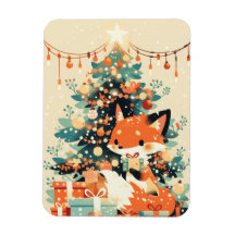 Raposa com Árvore de Natal e Presentes