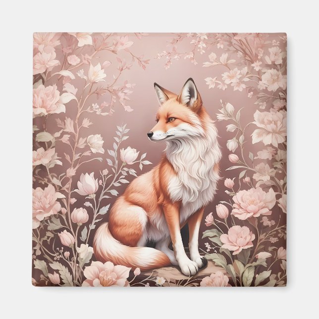 Íman Raposa Com Floral Rosa Sonolenta (Frente)