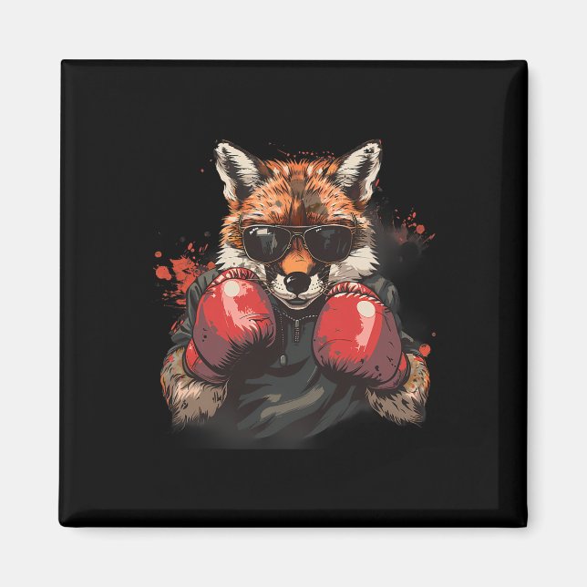 Íman Raposa de Boxe com Luvas de Boxe Kickboxing Caixa  (Frente)