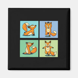 Íman Raposa Fofa Yoga Animal Meditação Zen Alongamento
