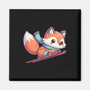 Íman Raposa Kawaii De Esqui Esportes De Inverno Diversã