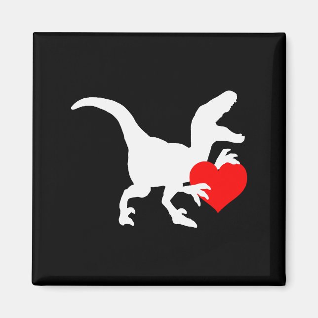 Íman Raptor Love Valentines Day Gift Dino Raptor Heart  (Frente)