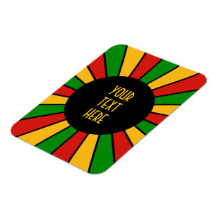 Íman RASTAFARI FLAG BUTTON RAYS + your sign or monogram