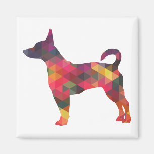 Íman Rat Terrier Colorful Geométrico Pattern Silhouette